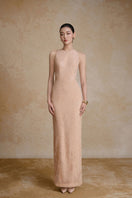 Elegant GEM Dress gown by Arti Apparel featuring intricate detailing and flowing fabric, suitable for formal occasions.