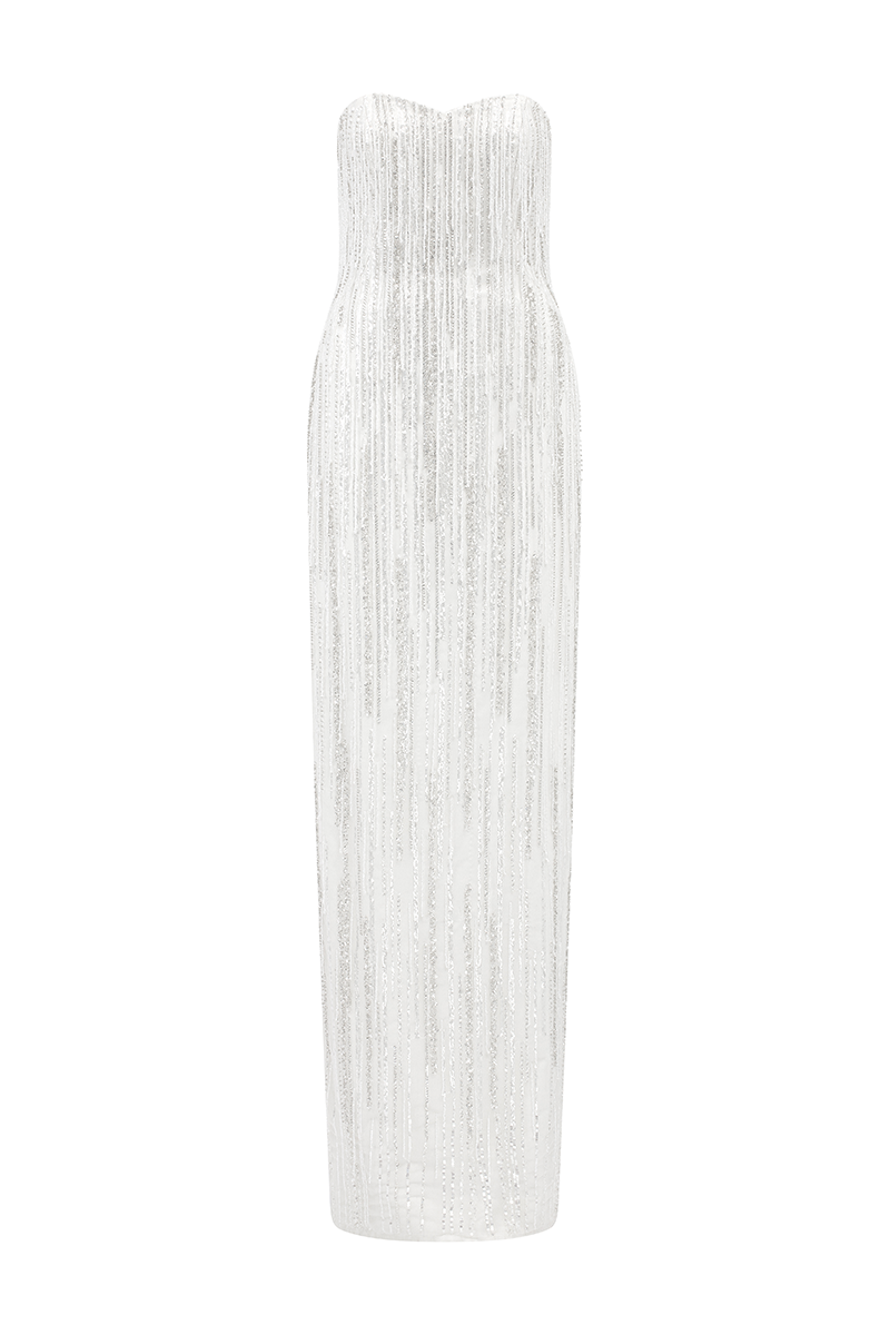 SEMI HEART NECK STRAPLESS DRESS - CULT MIA
