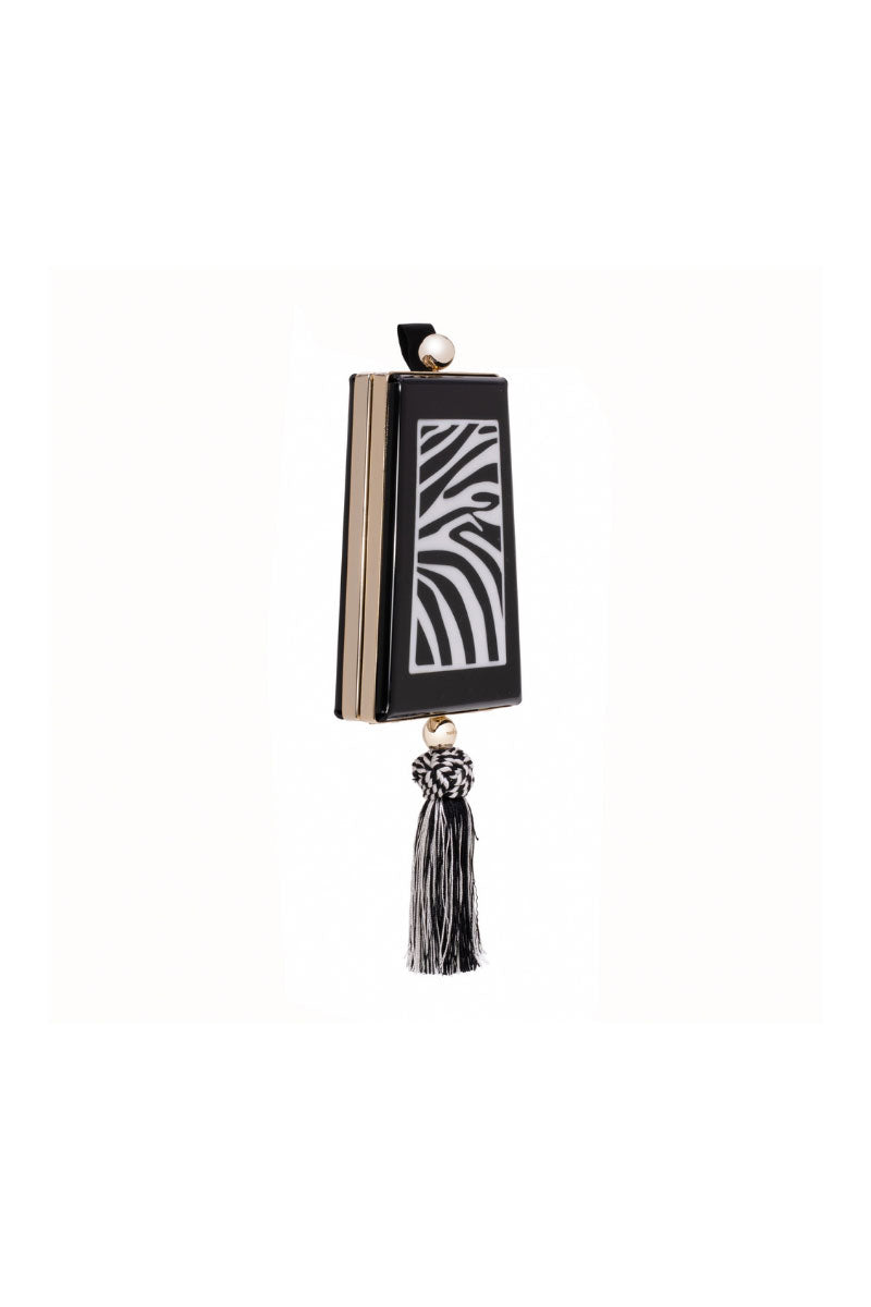 Waiwai Rio zebra print trapezoid shoulder bag with adjustable strap and stylish design.