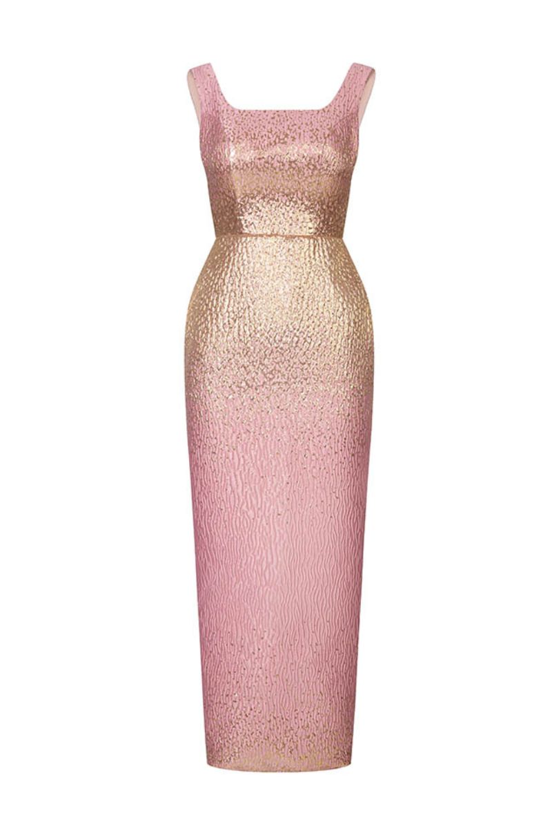 BROCADE OPEN BACK DRESS IN PINK - CULT MIA