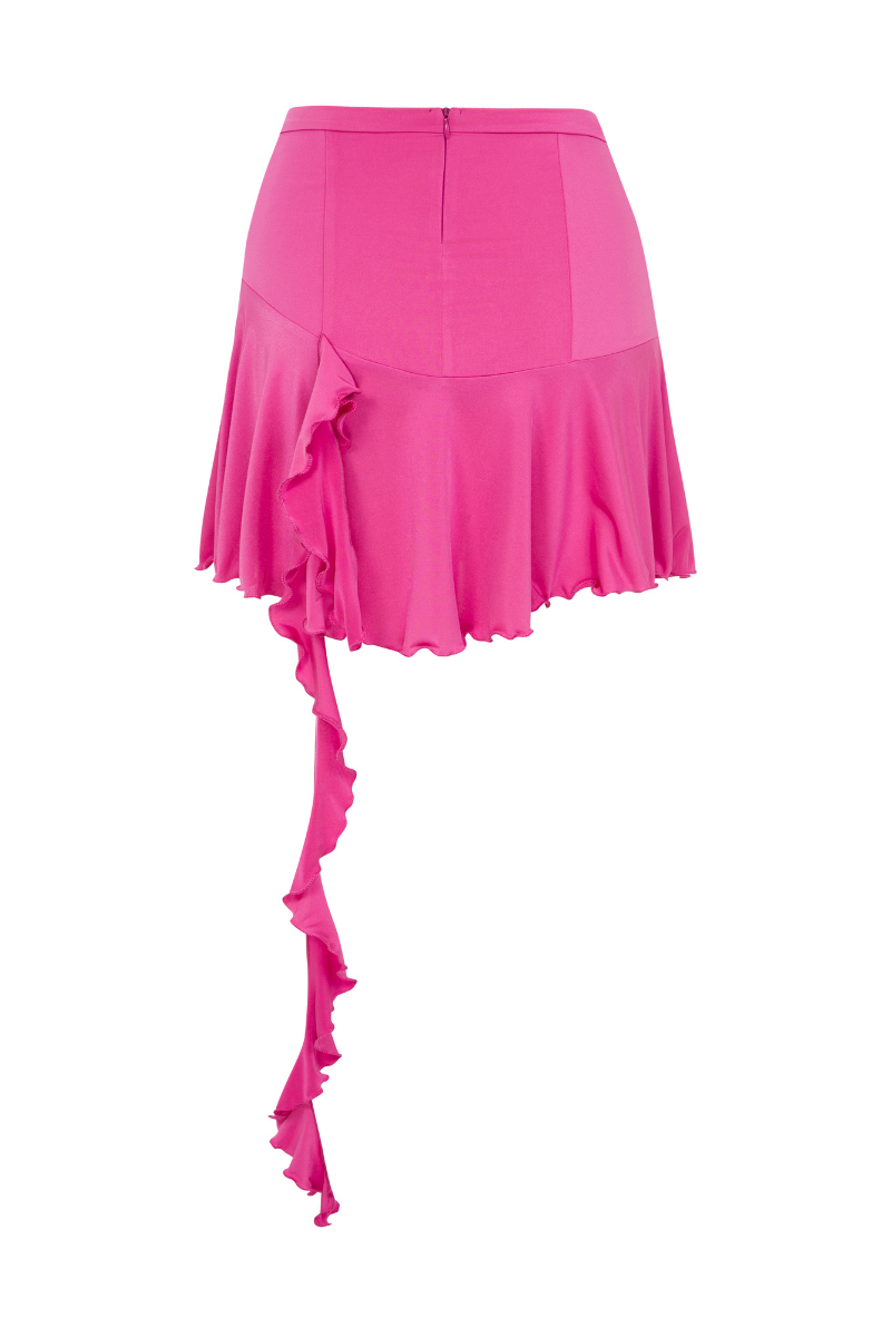 JERSEY MINI SKIRT WITH RUFFLES IN PINK - CULT MIA