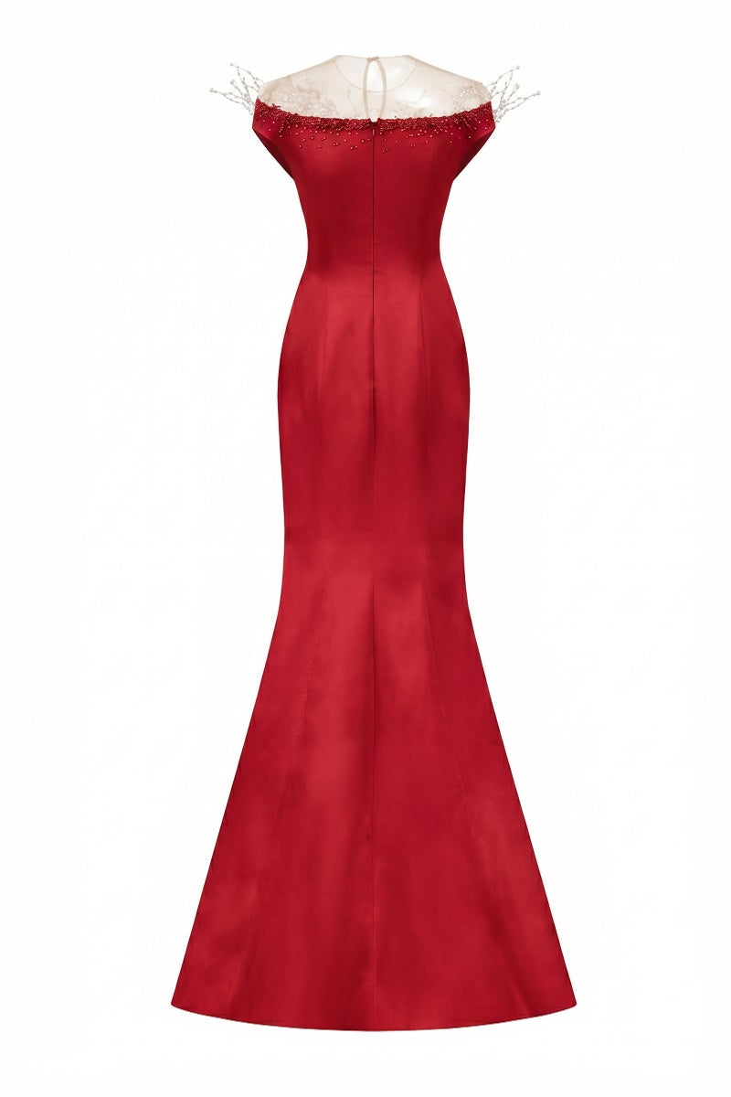 Red Mireille silk taffeta gown by 21Six, featuring elegant fabric and classic gown design, perfect for formal occasions.
