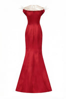 Red Mireille silk taffeta gown by 21Six, elegant floor-length dress with a flowing silhouette and subtle sheen.