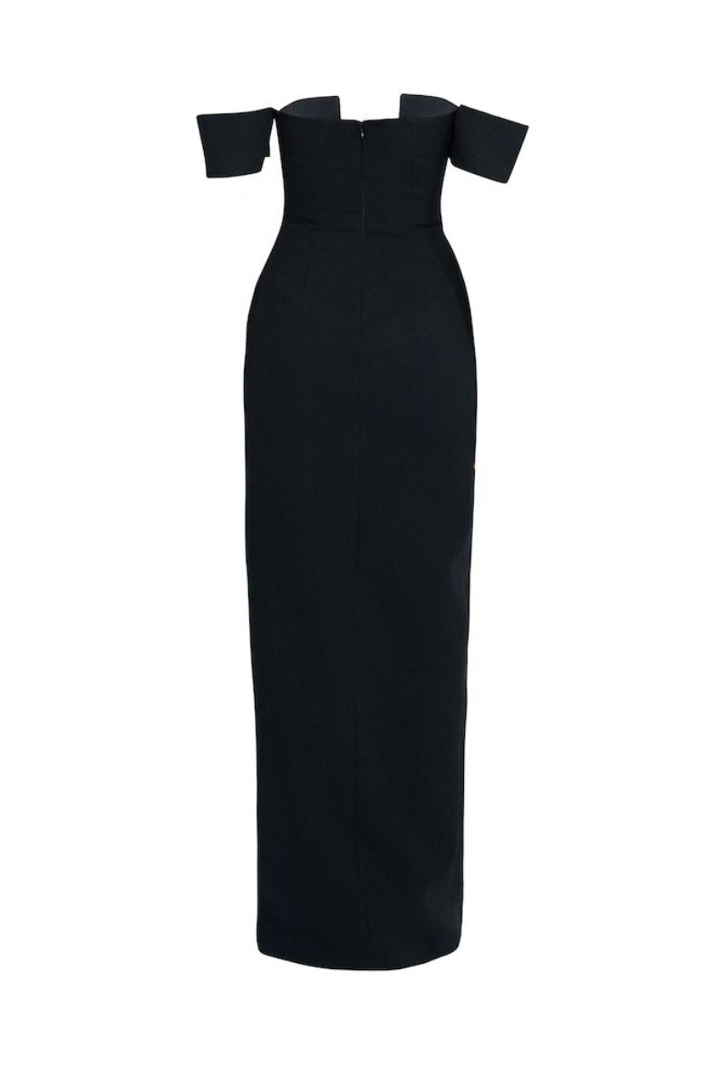 BLACK OFF-SHOULDER LONG DRESS - CULT MIA