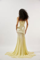 Deme By Gabriella Dahlia Butter Yellow Tube Gown featuring a fitted silhouette and elegant design, perfect for formal occasions.
