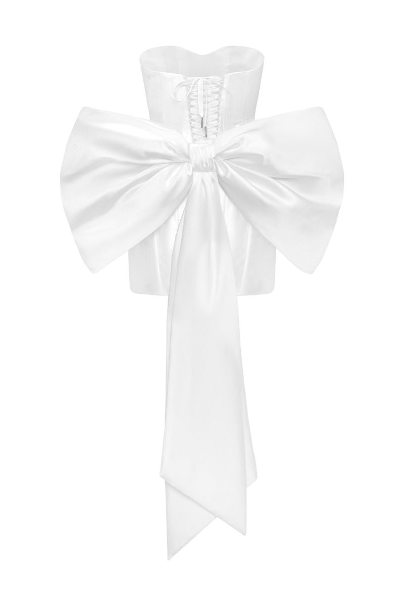 OFF-WHITE SILK ORGANZA BANDEAU MINI DRESS - CULT MIA
