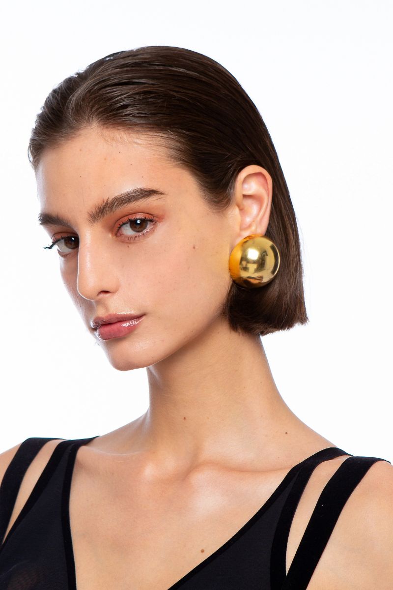 Silvia Gnecchi Sade Gold Chunky Earrings featuring bold, oversized gold hoops with a textured finish, stylish and statement jewelry.
