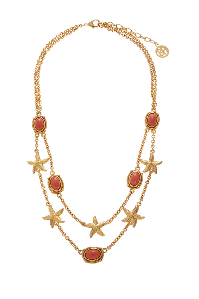 Ben Amun Atlantis Necklace featuring intricate gold-tone chain and ocean-inspired pendant, stylish jewelry accessory.