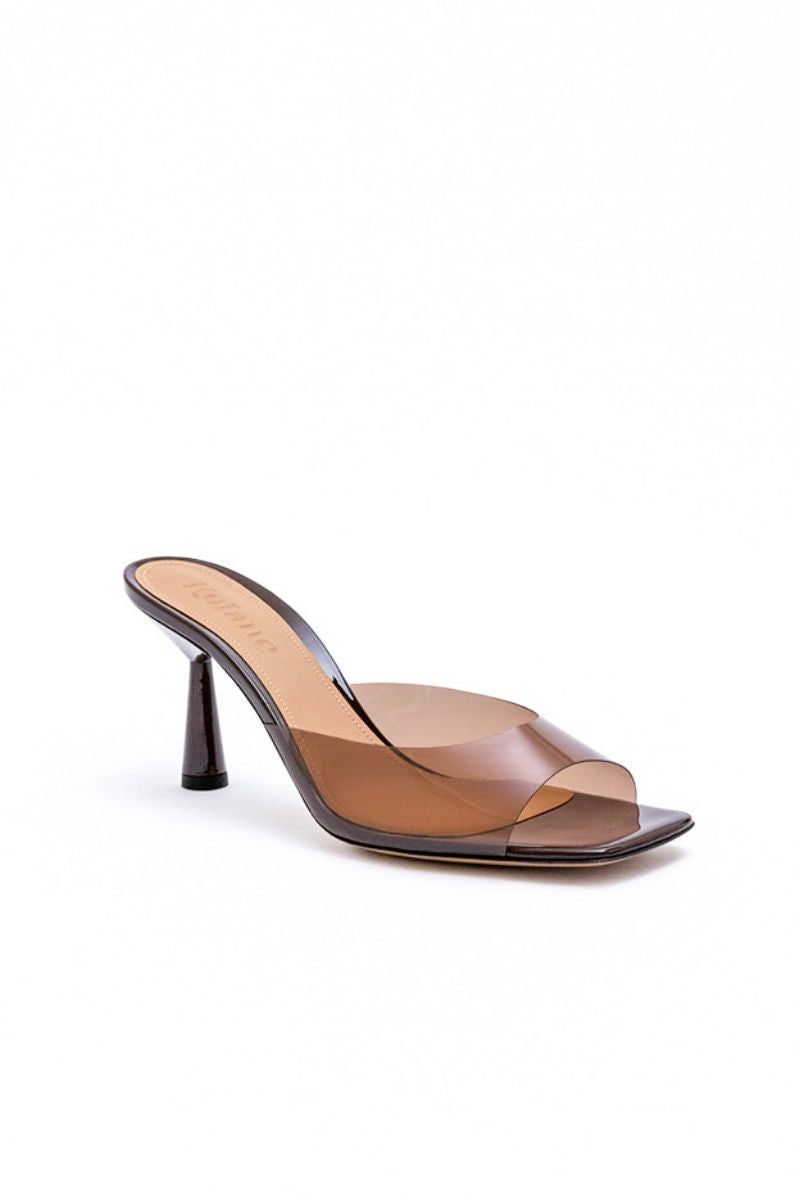 GRETA MULE IN CHOCOLATE BROWN TRANSPARENT - CULT MIA