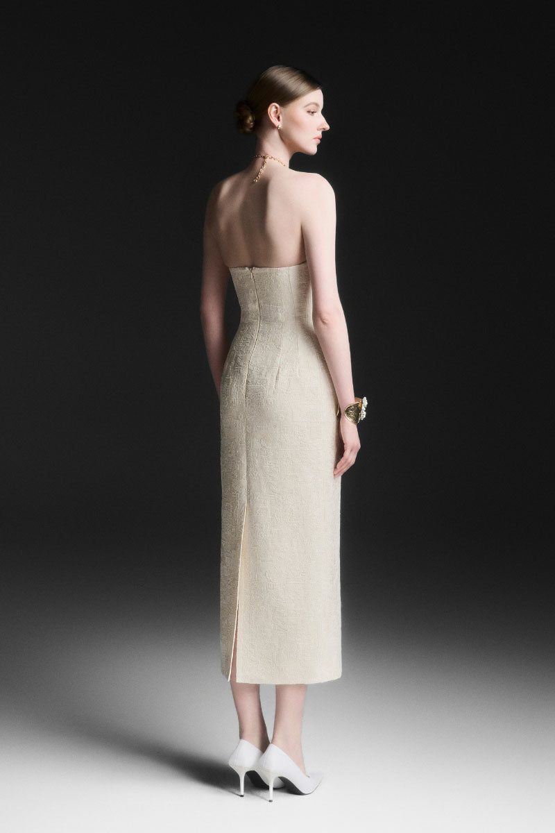 cream halter midi dress English Factory