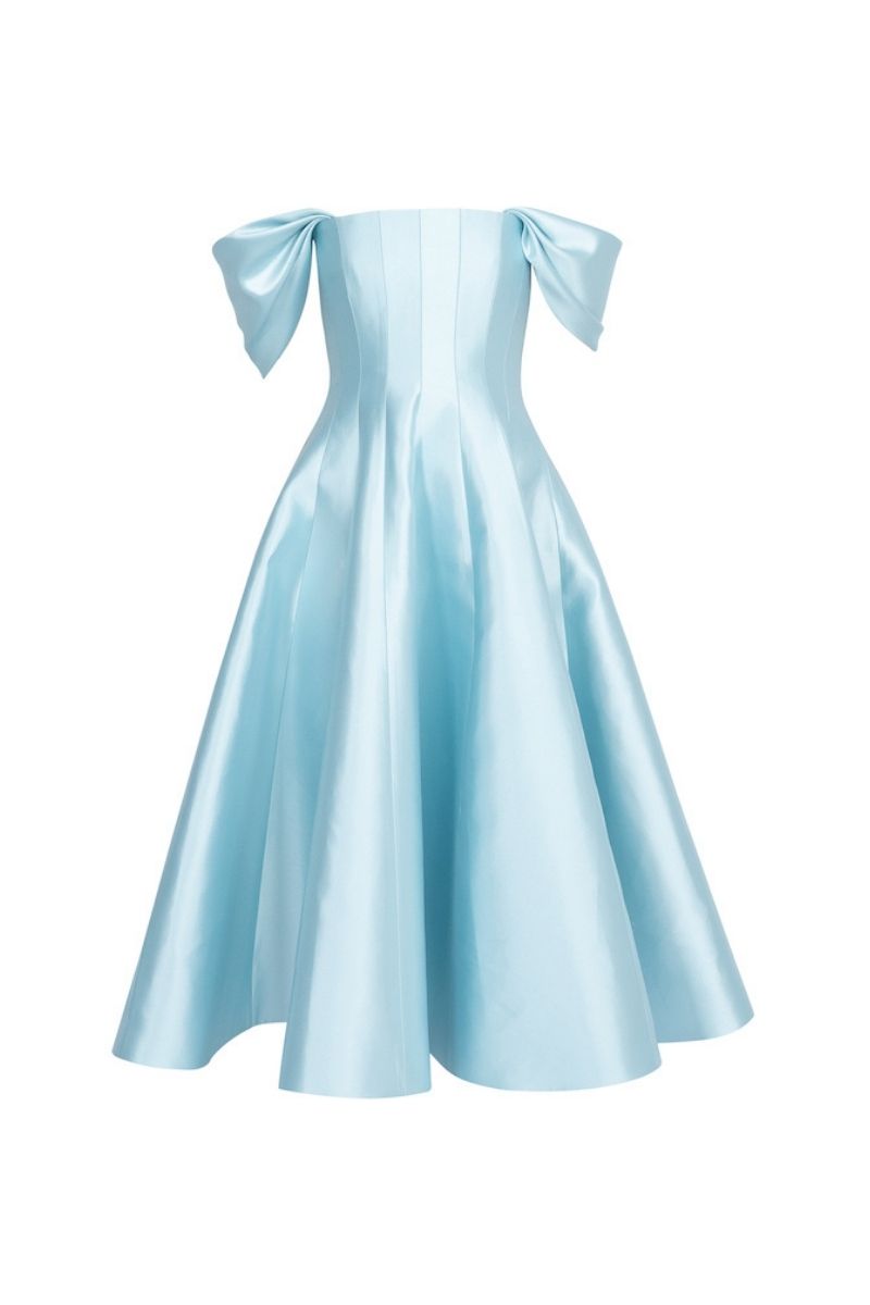 BLUE CORSETED BODICE MAXI DRESS - CULT MIA