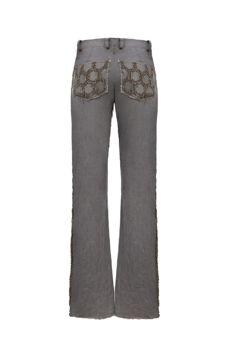 Gray Onalaja KYA Denim Jeans showing front view with classic five-pocket design and slim fit cut.