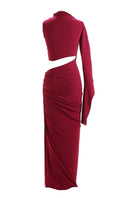 Aquarel Studio Gaia maxi dress in flowing fabric with a relaxed fit and elegant design, displayed on a hanger.