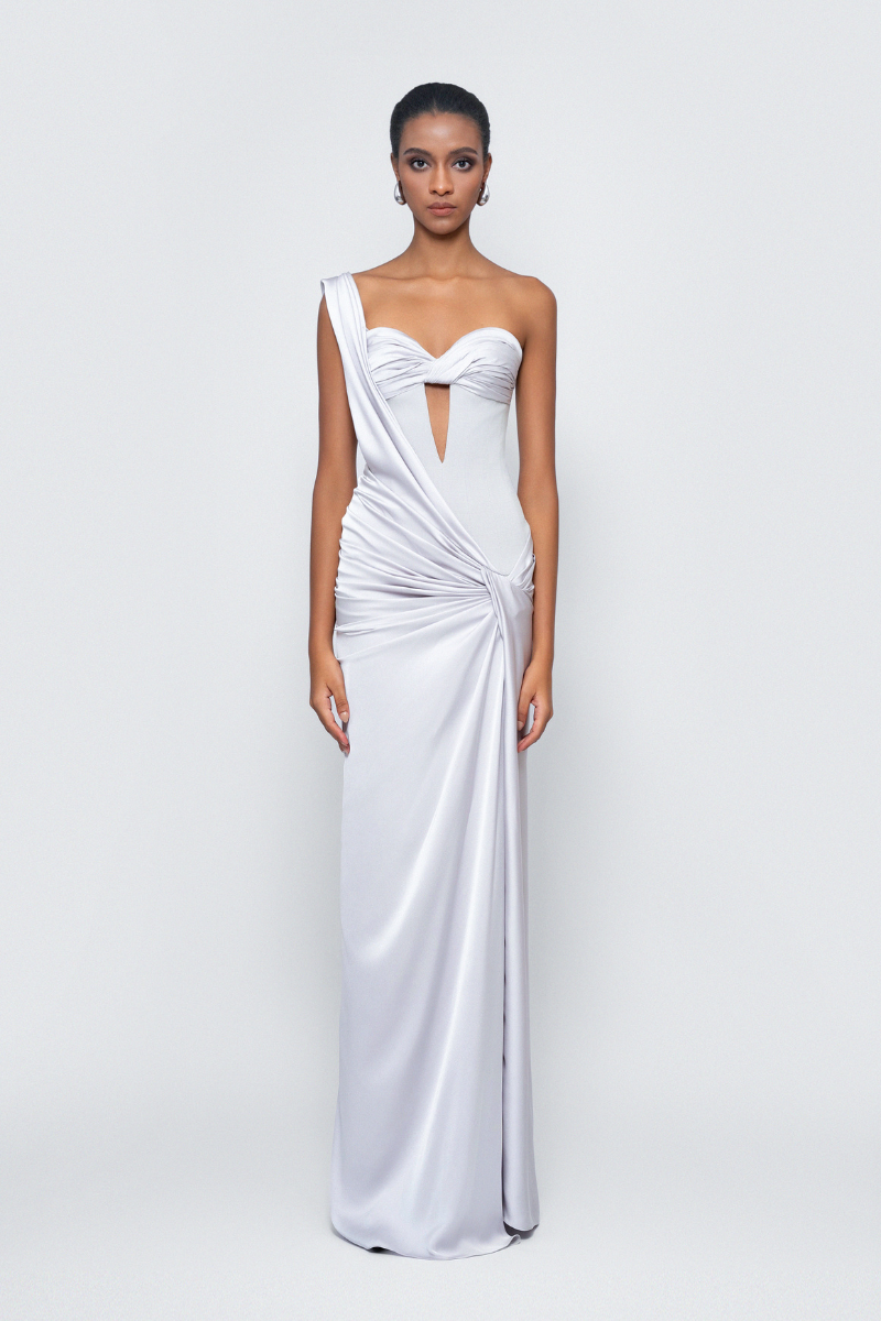 GONE WITH THE FLOW GOWN IN SILVER - CULT MIA