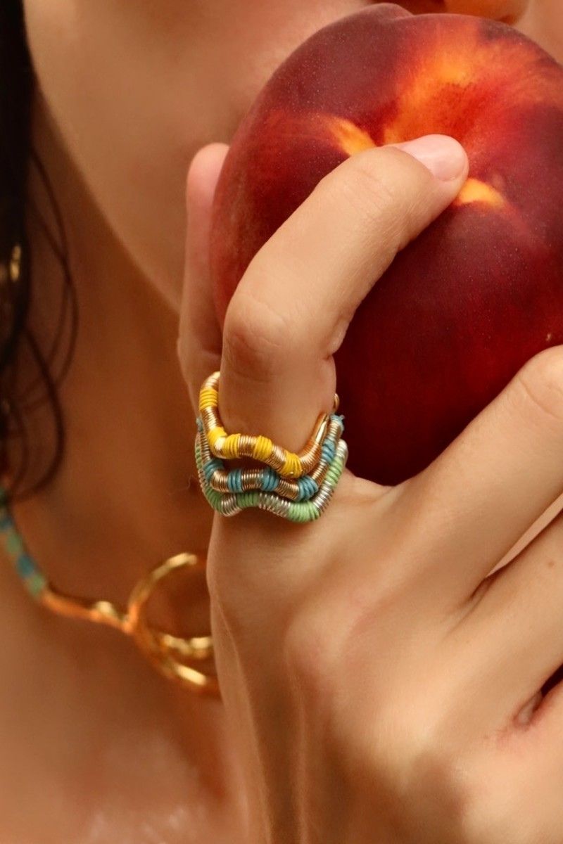 GIOIA RINGS IN MINT AND TURQUOISE AND YELLOW - CULT MIA