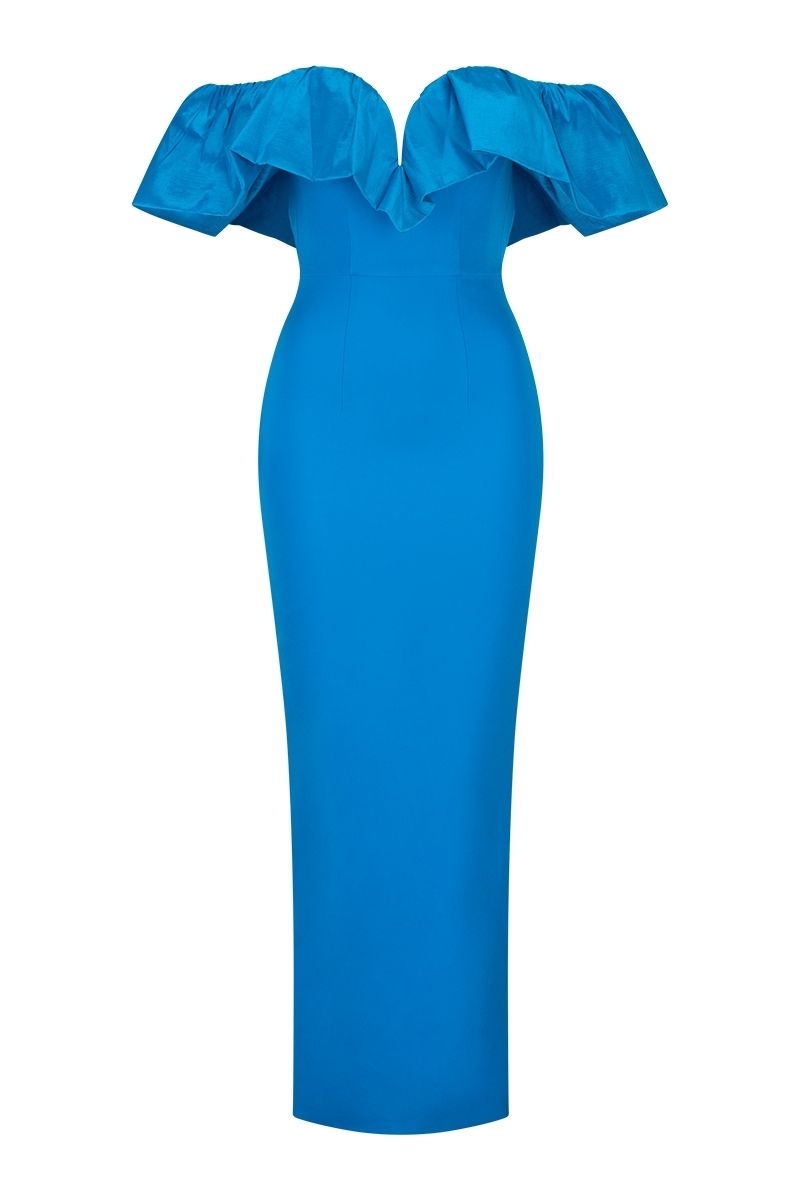 MAXINE OFF SHOULDER RUFFLE MAXI DRESS - CULT MIA