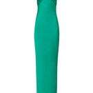 LEDIEL Kaya emerald green gown with flowing fabric and elegant drape, perfect for formal occasions.