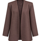 Keira Tong minimal fitted blazer shown on a model, tailored blazer with sleek design and structured fit, in a neutral color.