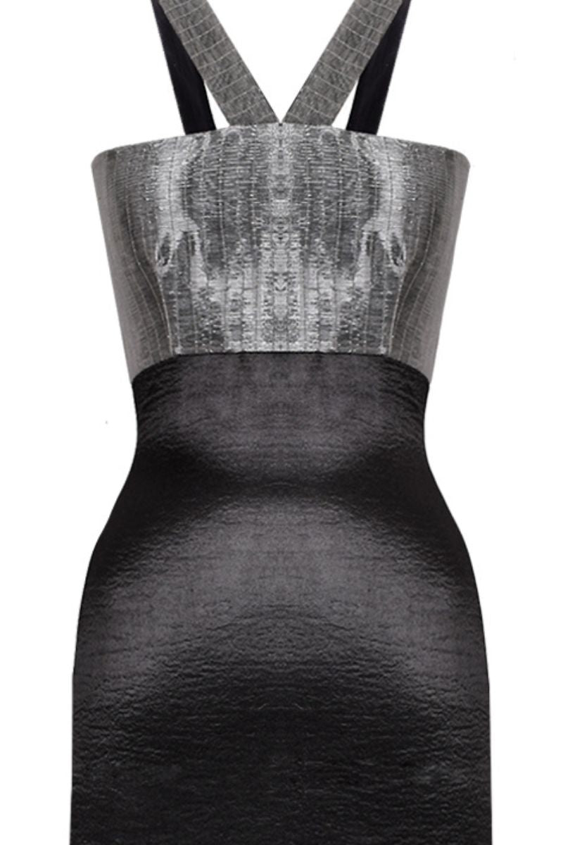 BLACK TEXTURED SATIN SLIT MAXI DRESS - CULT MIA