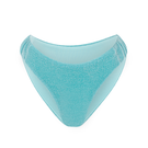 Suncillo Gina sparkly turquoise bikini bottom with shimmering fabric and smooth fit, displayed on a white background.