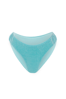Suncillo Gina sparkly turquoise bikini bottom with shimmering fabric and smooth fit, displayed on a white background.