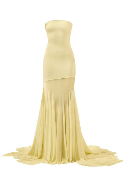 yellow tube dress Butter Strapless for Women | Corset Back Eyelet Composition Cassie Rib Knit Tube Maxi