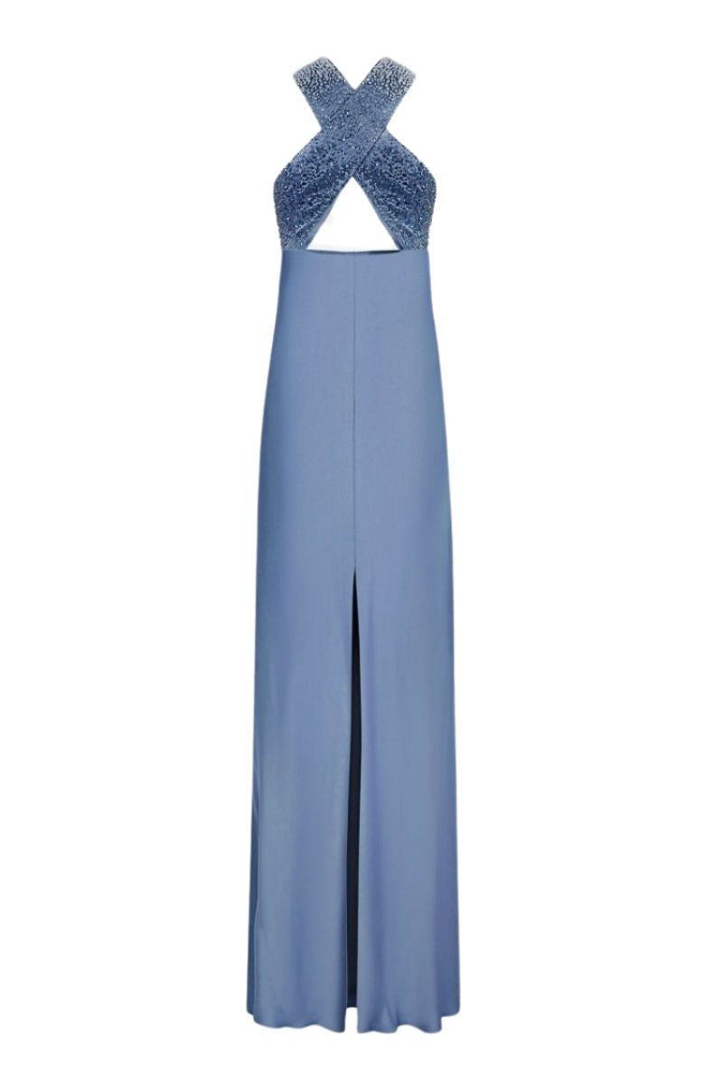 CHARLOTTE SLATE BLUE MAXI DRESS - CULT MIA