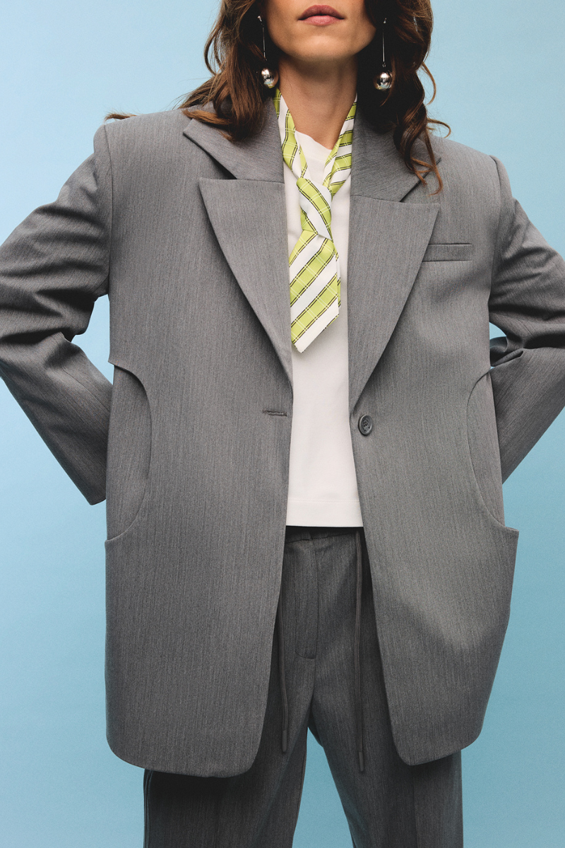 HOLE BLAZER IN GRAY - CULT MIA