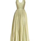 Maison Des Copains NASIR gathered scoop neck Tencel floor-length gown, flowing fabric, elegant silhouette, and sleeveless design.