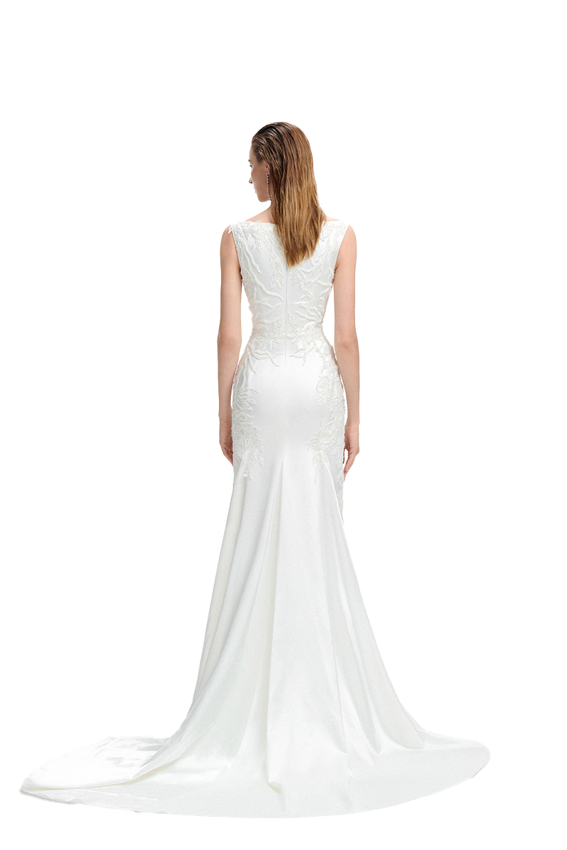 SLEEVELESS SEE-THROUGH CHEST GOWN - CULT MIA
