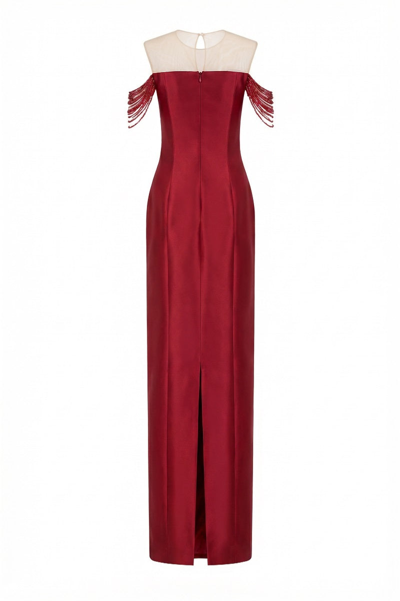 Red Celeste Royal Taffeta gown by 21Six, showcasing elegant fabric and classic design, perfect for formal occasions.