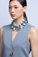 Aidan & Ice Flora Gray Necklace featuring a delicate floral pendant on a silver chain, stylish jewelry for everyday or special occasions.