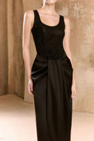 Arti Apparel Laurent maxi skirt in flowing fabric, featuring a full-length design with a stylish waistband and vibrant color.