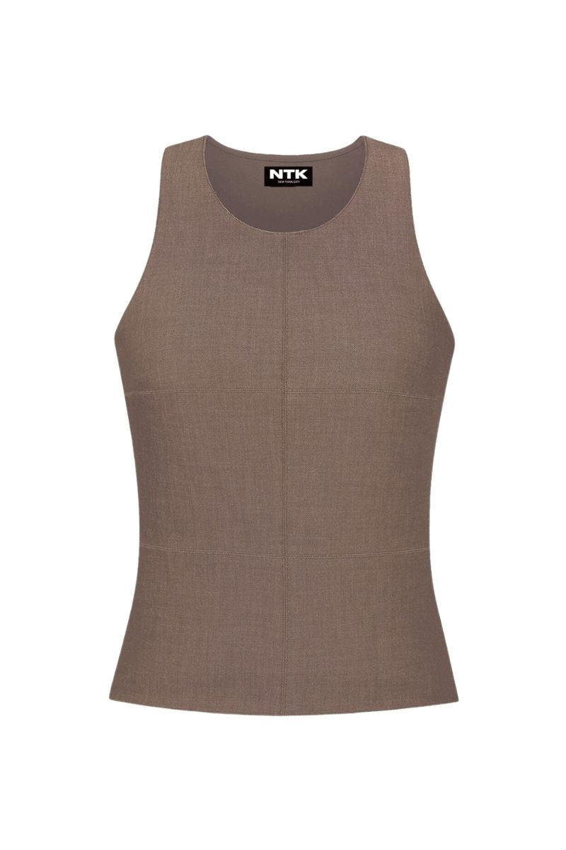 SADIE LIGHT BROWN DENIM TANK - CULT MIA