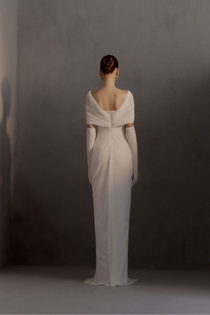 Elegant Francesca gown by White Plan, featuring flowing fabric and a stylish design, perfect for formal occasions.