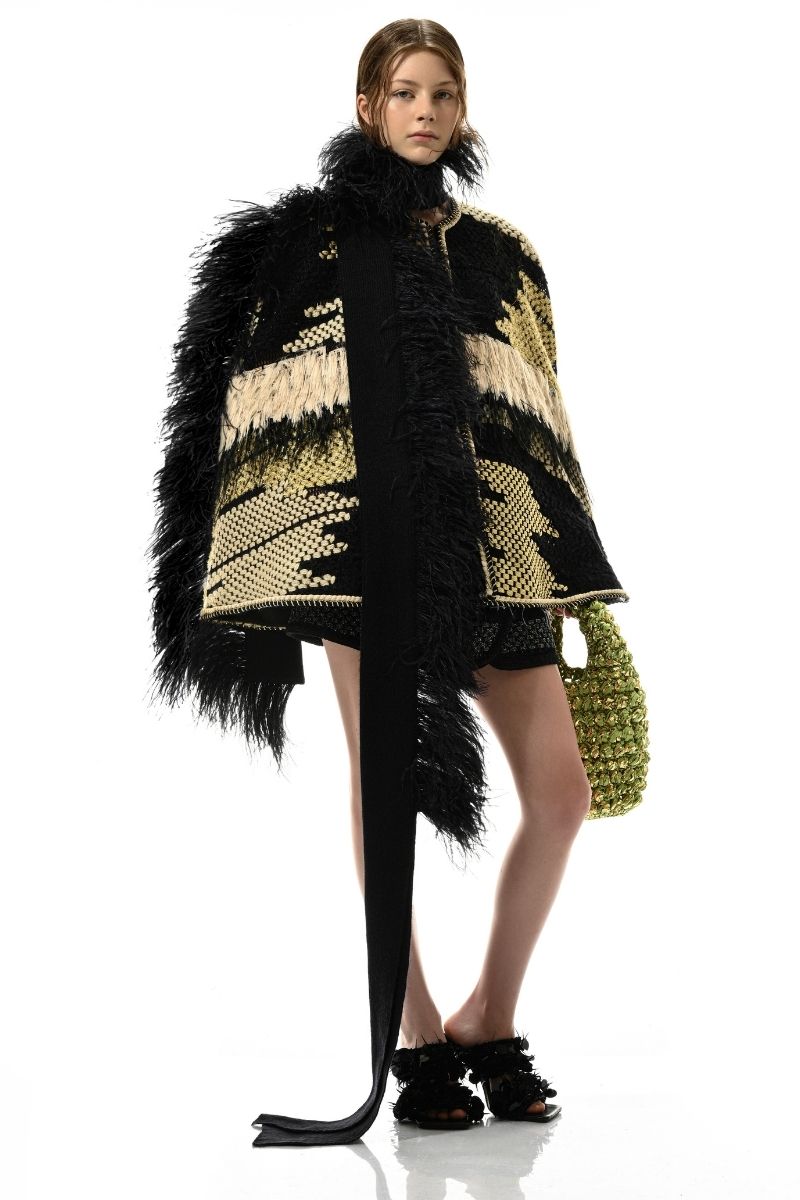 Lalo Avril multicolor cape jacket with vibrant patterns, lightweight and stylish for casual wear.