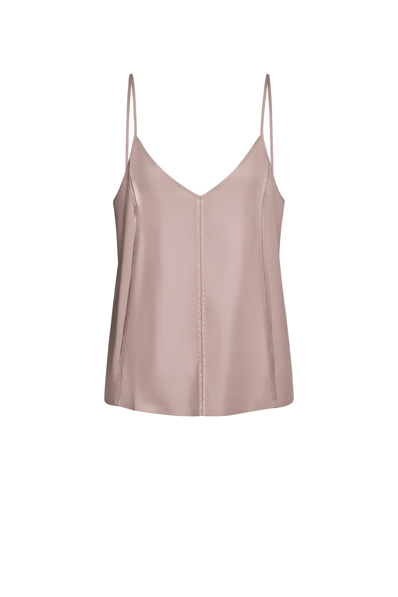 NK IMODE KACEY CITY high V-neck camisole in Freckles, lightweight loungewear with a relaxed fit and stylish design.