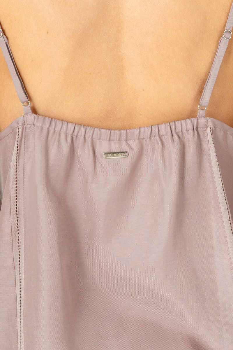 KACEY CITY high V-neck camisole in freckle print, NK IMODE loungewear top with relaxed fit and soft fabric.