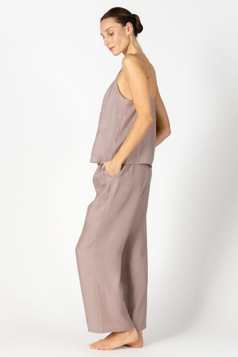 Kacey City high V-neck camisole in freckle print, NK IMODE loungewear featuring a relaxed fit and soft fabric.