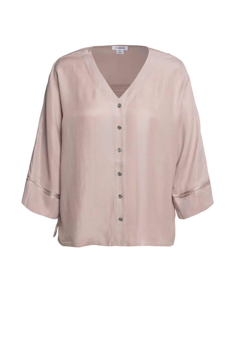 NK IMODE KACEY CITY shirt top in freckle print, stylish loungewear with a relaxed fit and casual design.