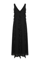 OvertheSea Waves black maxi dress with flowing fabric and elegant design, perfect for summer or casual occasions.