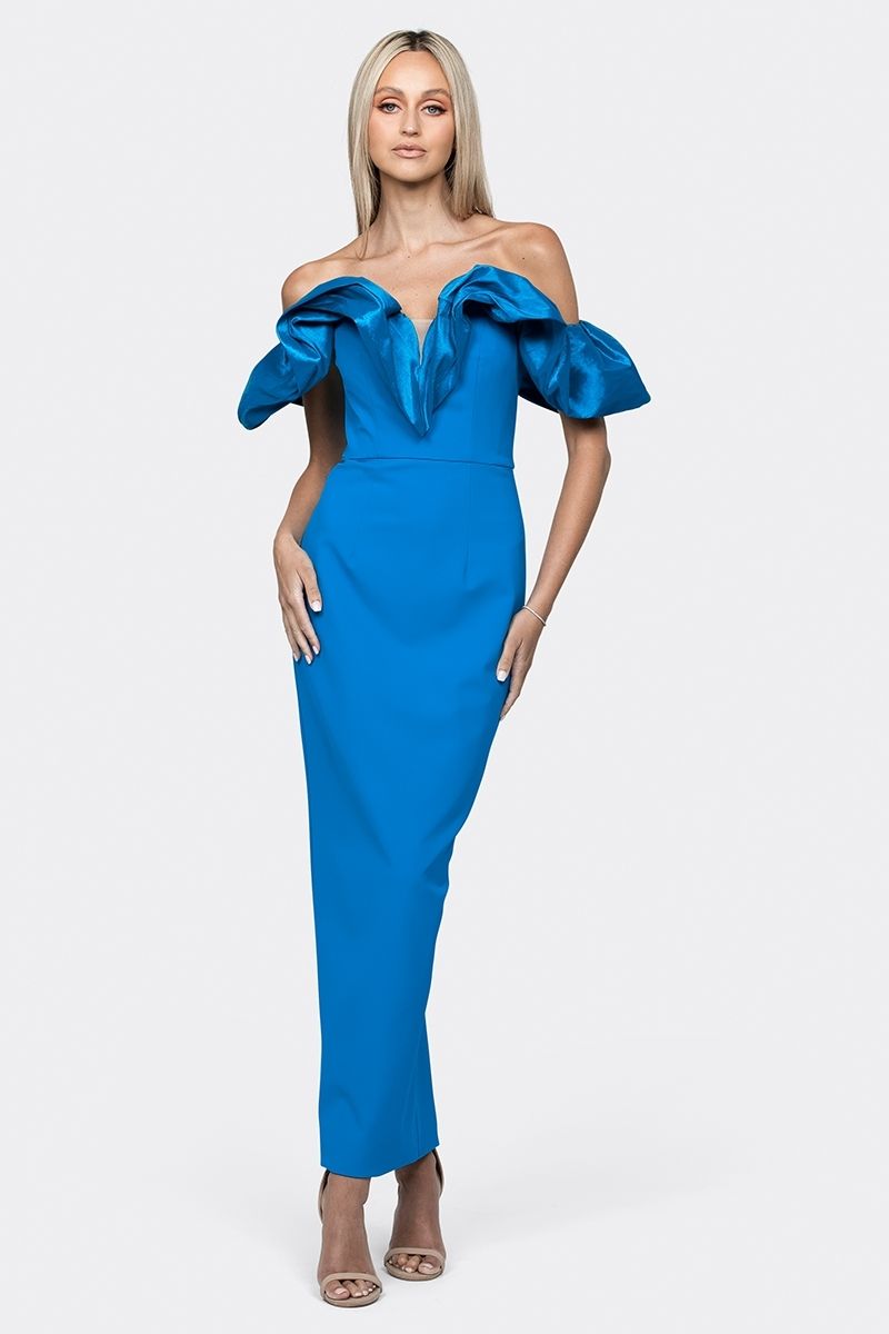 MAXINE OFF SHOULDER RUFFLE MAXI DRESS - CULT MIA