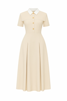 White Plan Liberty Dress, a stylish midi dress featuring a flowing design and elegant details, perfect for casual or semi-formal wear.