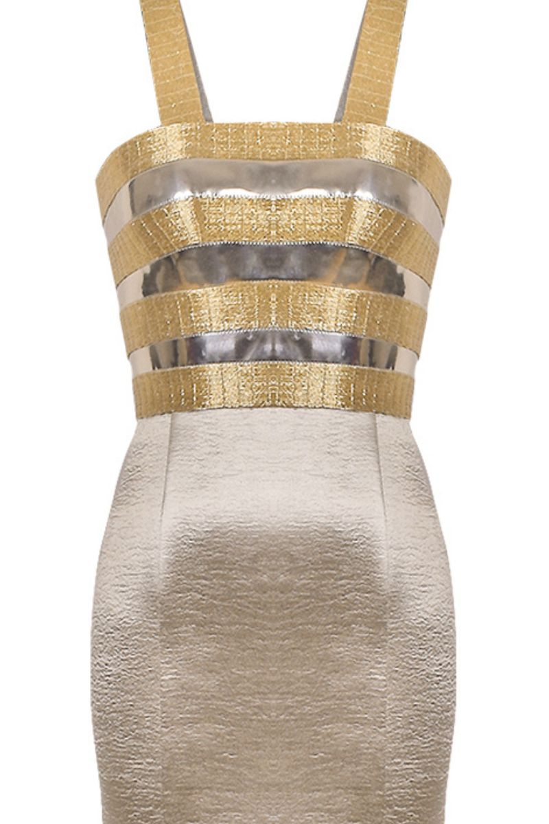 METALLIC GOLD FISHTAIL GOWN - CULT MIA