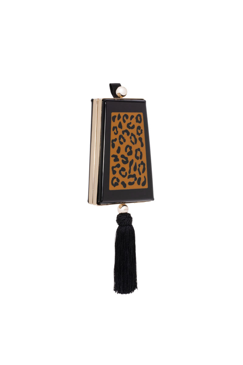 Waiwai Rio Trapezio Bag in Jaguar print, stylish shoulder bag with bold animal pattern and structured design.