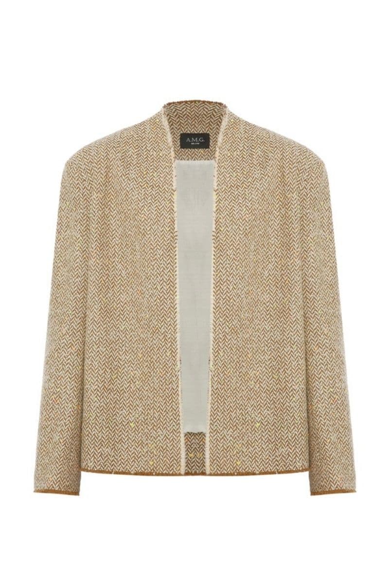 BEIGE COTTON OPEN CUT JACKET - CULT MIA