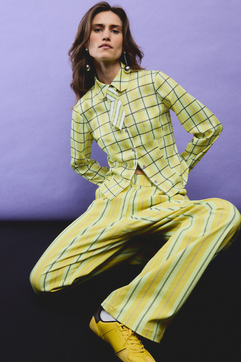 STRIPED GABARDINE PANTS IN YELLOW STRIPED - CULT MIA
