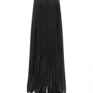 Black Valenciani all-over fringe midi dress featuring flowing fringe details and a sleek midi length, perfect for stylish occasions.