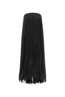 Black Valenciani all-over fringe midi dress featuring flowing fringe details and a sleek midi length, perfect for stylish occasions.