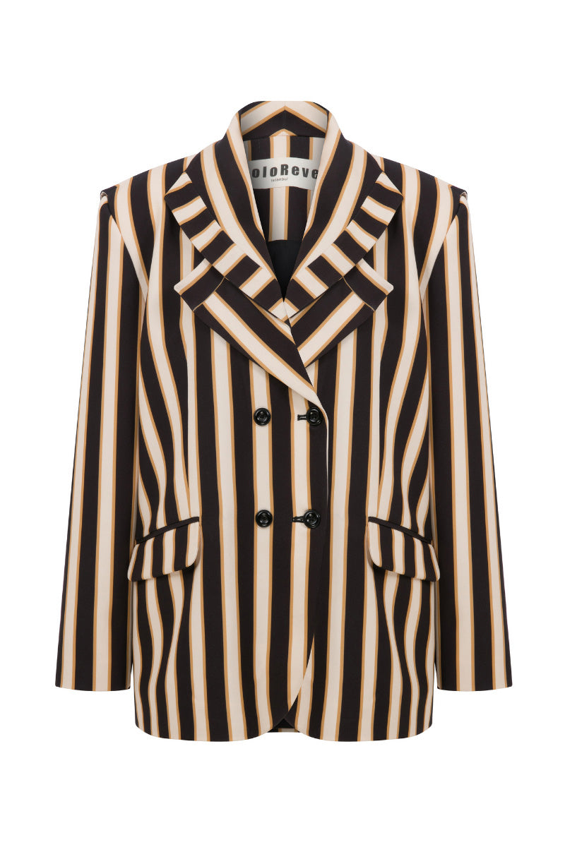 BLAZER IN BROWN-BLACK STRIPED